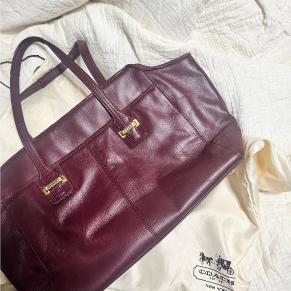 Coach Deep Burgundy Leather Tote - Picture 3 of 3